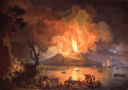 Eruption of Mount Vesuvius with the ponte della Maddalena in the Distance, 1770, Pierre-Jacques Volaire