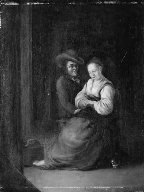 A Girl and a Young Man, 1717, Philips Koninck