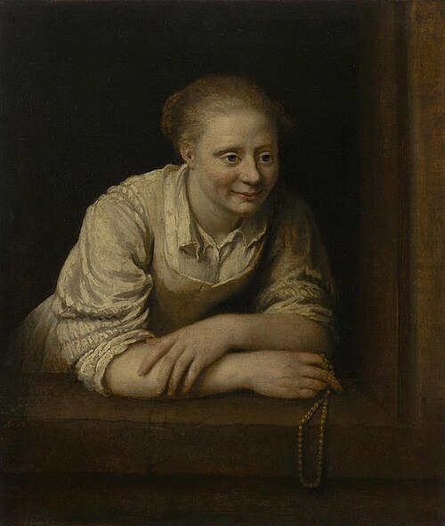 Woman Holding a Pearl Necklace In Her Hand, 1664, Philips Koninck