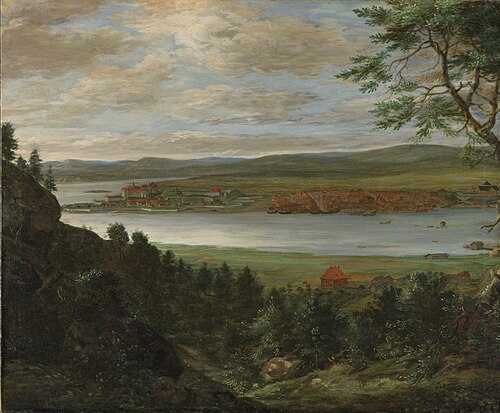 Panoramic view of Christiana (Oslo), seen from the east, 1699, Jacob Coning