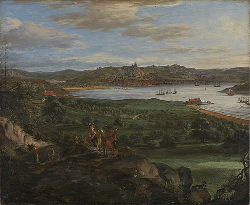 Halden, seen from a hill on the foreground, 1699, Jacob Coning