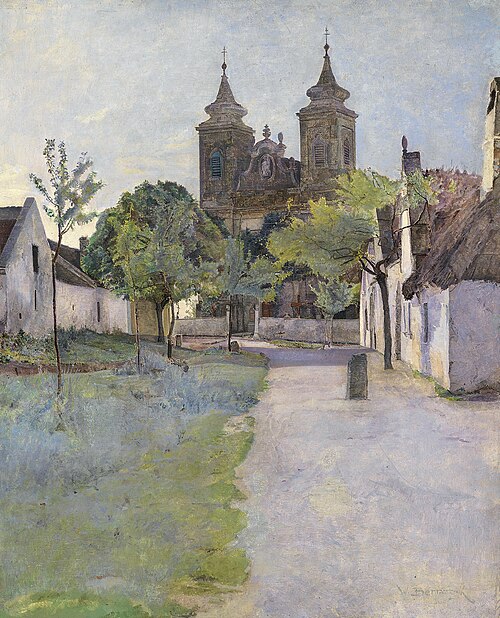 Blick auf einen Kirchenvorplatz, 1906, Wilhelm Bernatzik