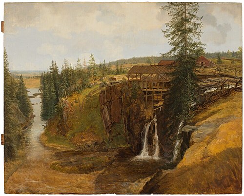Landscape from Värmland with Sawmill and Stream, , Christoffer Wallroth