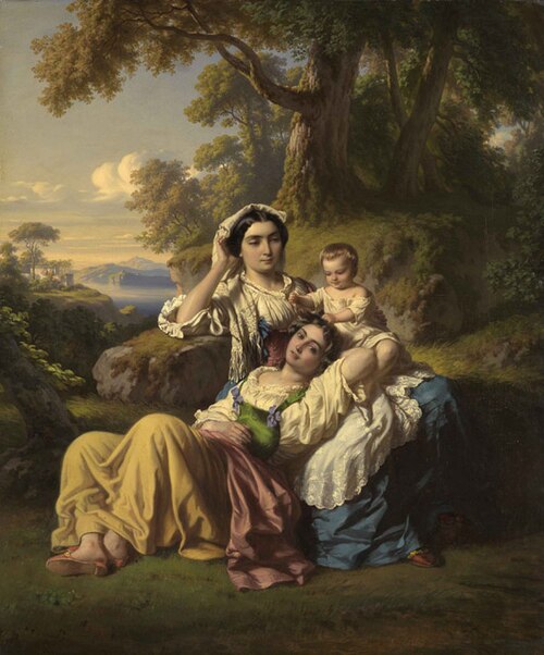 Italienische Familie in den Albanerbergen, 1854, Louis Coblitz