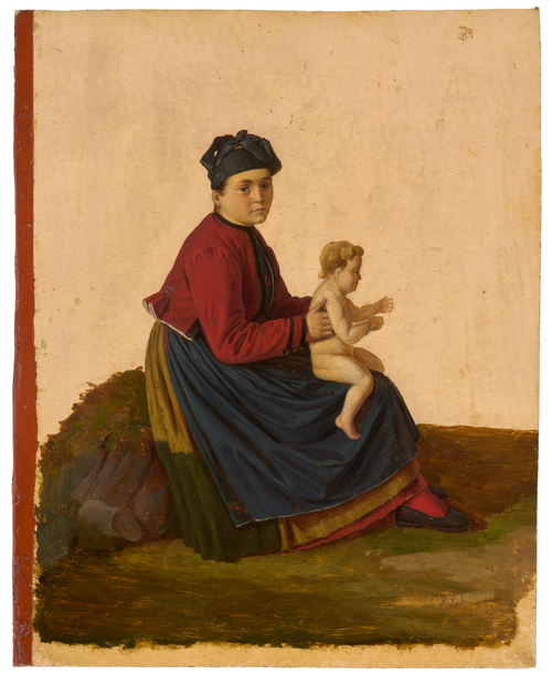 Femme du Hauenstein avec enfant, 1837, Louis Coblitz