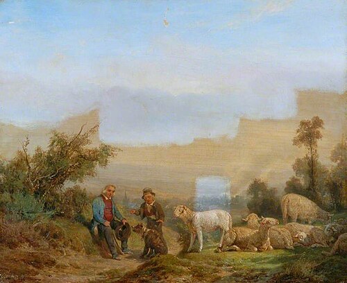 Landscape with Figures and Sheep, , Robert Léopold Leprince
