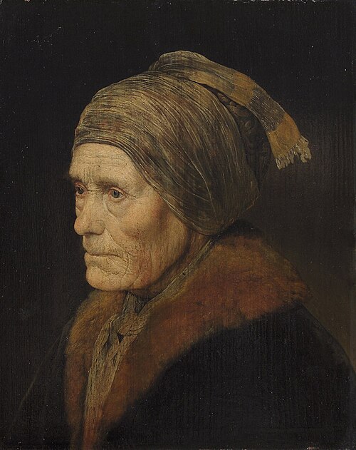 Vanhan naisen muotokuva, 1651, Monogrammiste IS