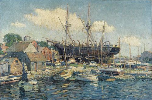 A Whaleship on the Marine Railway at Fairhaven, 1916, Clifford Warren Ashley