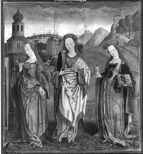 Beschneidungsaltar: Die hll. Barbara(?), Christina und Maria Magdalena, , Maître de la Sainte Parenté l'Ancien
