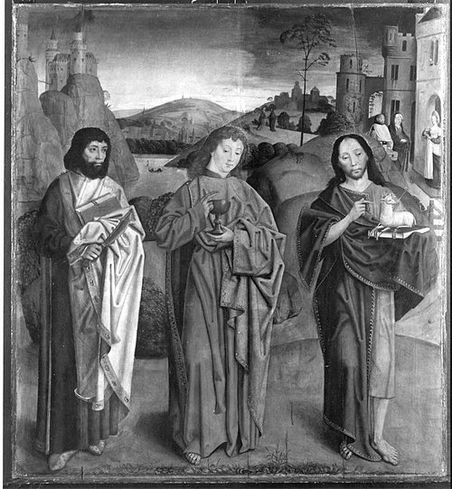 Beschneidungsaltar: Die hll. Bartholomäus, Johannes Ev. und Johannes d. T., , Maître de la Sainte Parenté l'Ancien