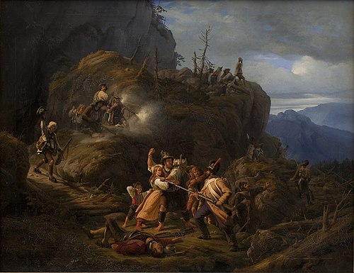 Scene af tyrolerkrigen i året 1809, 1837, Niels Simonsen