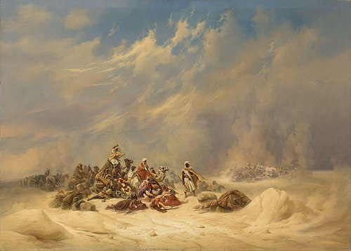A Caravan overtaken by a Storm in the Desert, 1855, Niels Simonsen