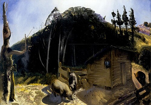 Three Pigs and a Mountain, 1922, George Bellows