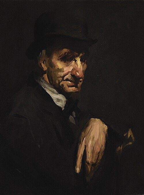 The Black Derby / Head of a man with a red nose, 1905, George Bellows