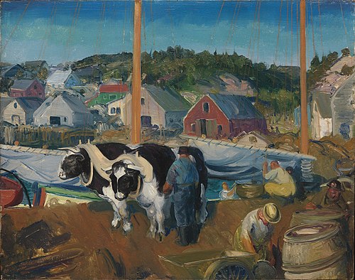 Ox Team, Wharf at Matinicus, 1916, George Bellows