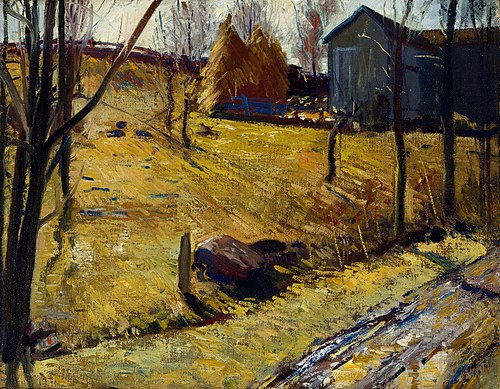 Haystacks and Barn, 1909, George Bellows