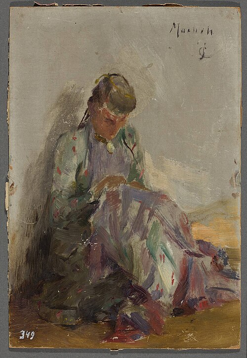 Sewing Tartar girl. From the journey to Crimea, 1887, Ian Tsionglinski