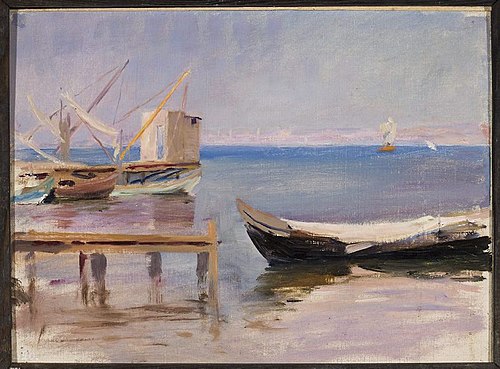 Boats at the coast. From the journey to Constantinople, 1893, Ian Tsionglinski
