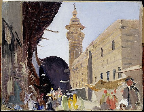 Entry to the bazaar in Damascus. From the journey to Palestine, 1901, Ian Tsionglinski