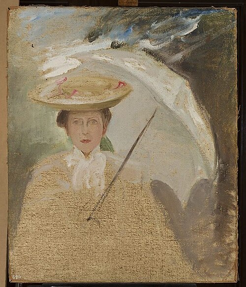 Portrait of a lady with an umbrella, sketch, 1905, Ian Tsionglinski