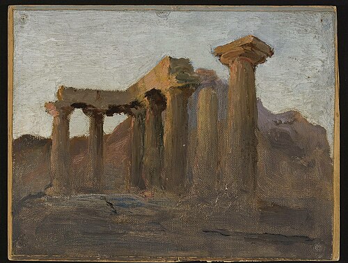 Temple of Apollo in Corinth at sunrise. From the journey to Greece, 1905, Ian Tsionglinski