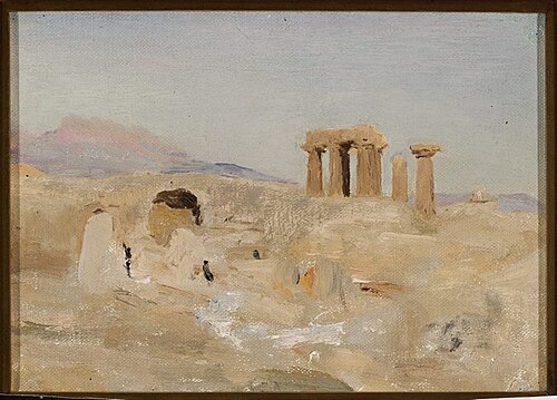 Temple of Apollo and Mount Parnassus in Corinth. From the journey to Greece, 1905, Ian Tsionglinski