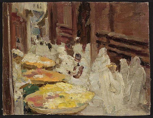 Benares. Holy cow flowers fair. From the journey to India, 1907, Ian Tsionglinski