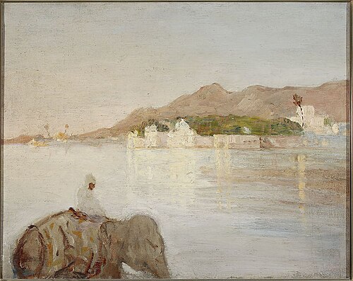 Maharajah Palace at the Udaipur lake. From the journey to India, 1907, Ian Tsionglinski