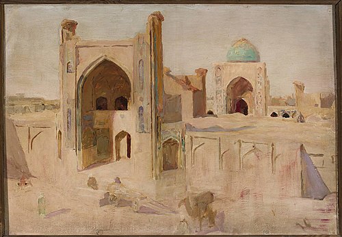 Kalan Mosque in Bukhara. From the journey to Turkestan, 1912, Ian Tsionglinski