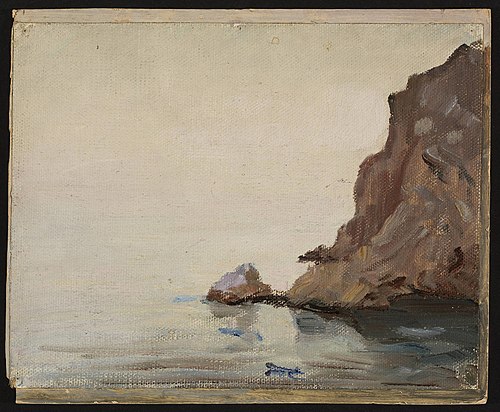 View of the sea and a rock. From the journey to Turkestan, 1912, Ian Tsionglinski