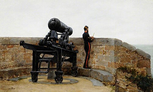 Carronade on the Ramparts of Fort Regent, St Helier, Jersey, 1870, Pierre Outin