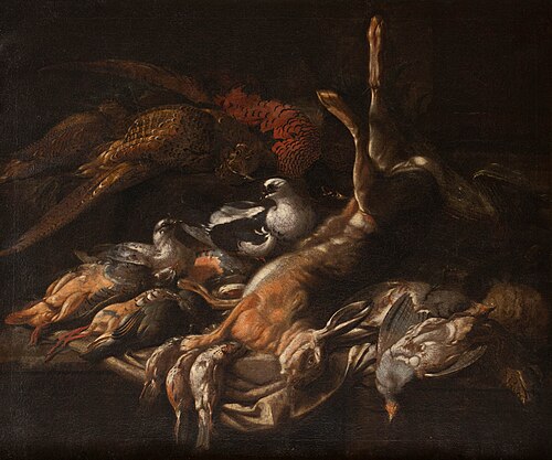 Still life of game, 1685, Jaques van de Kerckhove