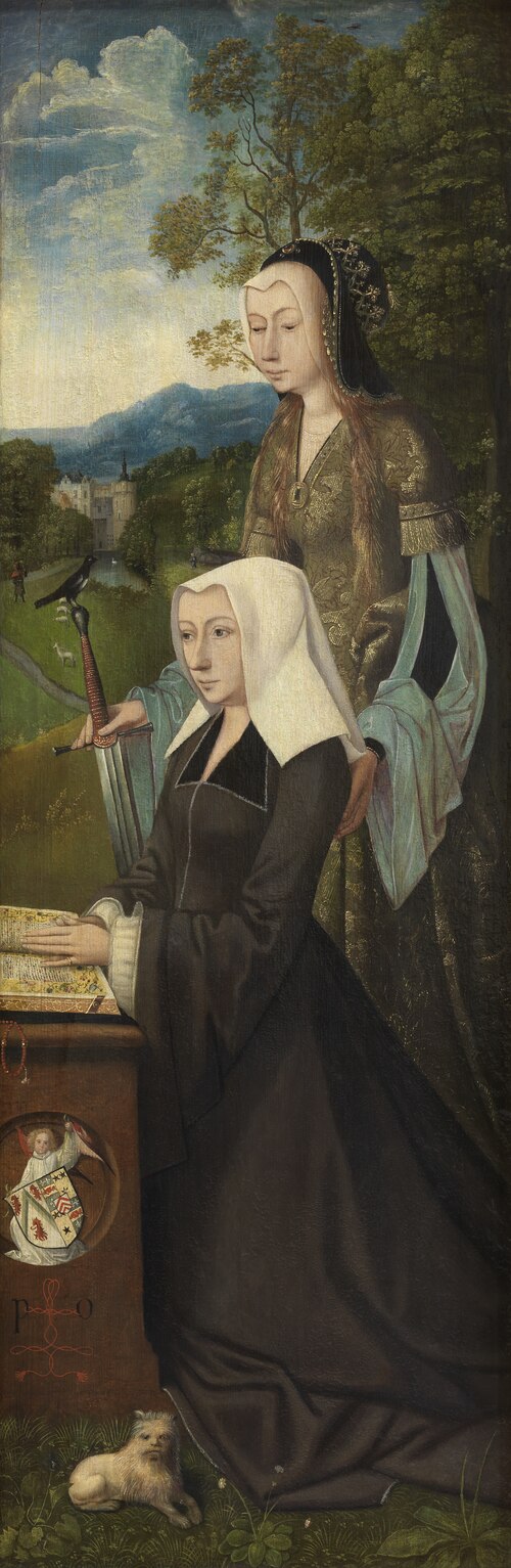 Polyptychon mit den 7 Schmerzen Mariä: hl. Katharina mit Stifter, Oda Stecke, 1500, Master of Hoogstraeten