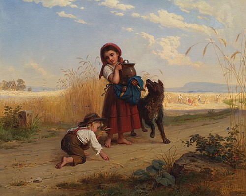 Kinder auf dem Weg zum Erntefeld, , Bernhard Reinhold
