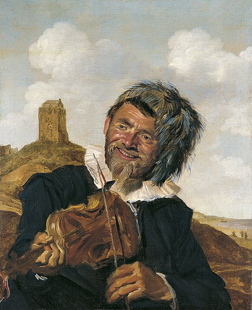 Violoniste gaucher dans un paysage de dunes, 1630, Frans Hals
