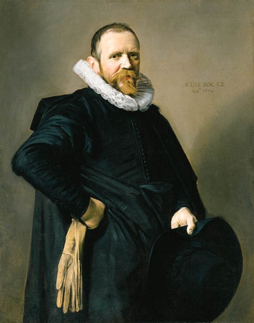 Portrait of a standing man holding a hat, 1639, Frans Hals