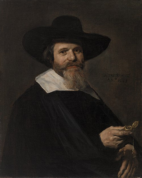 portrait d'un homme inconnu avec une horloge, 1643, Frans Hals