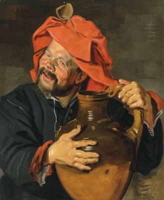 Man with a large pottery jug or drinkebroer, 1650, Frans Hals