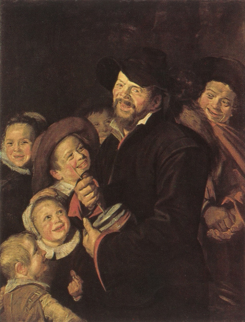 Rommelpot Player with Six Children, 1650, Frans Hals