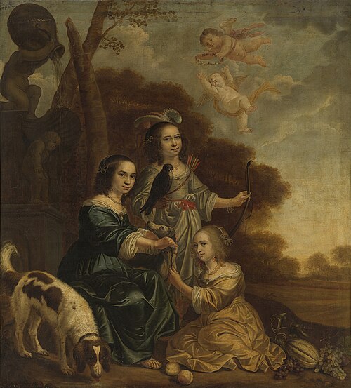 Portrait of Geertruyt, Margriet and Anna Delff, the artist's daughters, 1660, Jacob Willemsz. Delff II