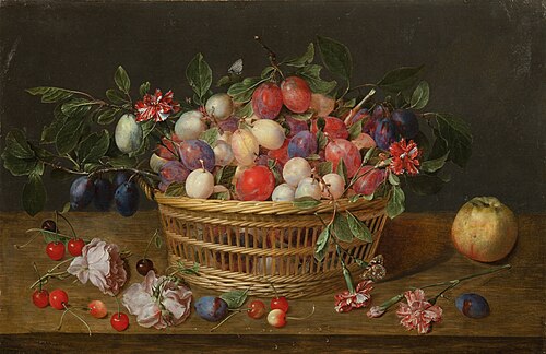 Still-life with plums, 1623, Jacob van Hulsdonck