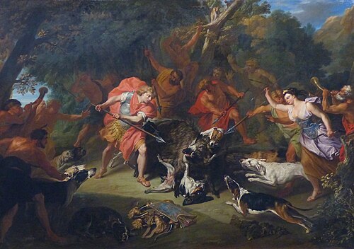 Meleager Kills Calydon Boar, 1704, Jacob van Schuppen