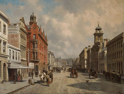 Queen Street, Auckland, 1889, Jacques Carabain