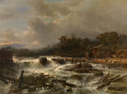 Waterfall in Norway, 1855, Jacob Jacobs