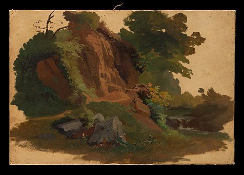 Rocky Outcrop by a Stream in the Roman Campagna, 1837, Jakob Frey