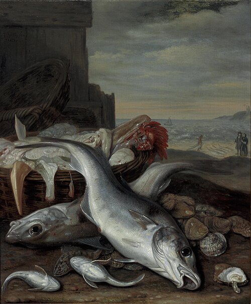 Stilleven met dode vissen, 1687, Jacob Gillig