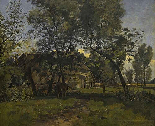 Boerenschuur tussen geboomte, 1907, Jan van Vuuren