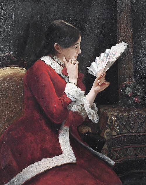 A lady admiring a fan, 1902, Willy Martens