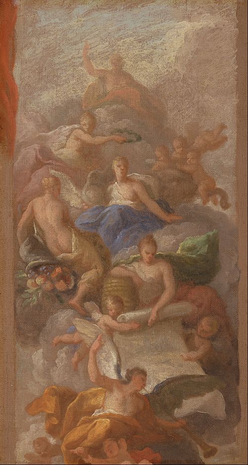 A Sketch of Gratitude Crowned by Peace, with Other Allegorical Figures of Industry, Fame and Plenty, 1712, James Thornhill