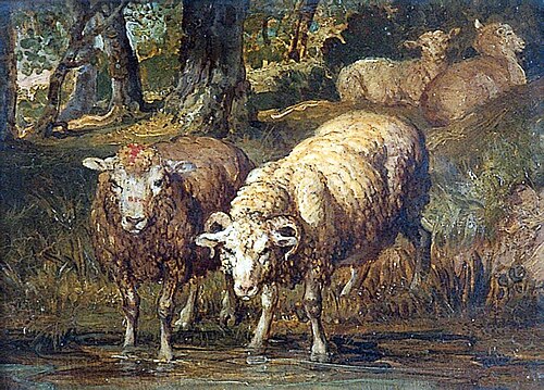 Sheep by a Stream, , James Ward